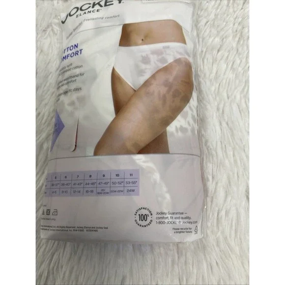 Jockey Elance Underwear French Cuts 100% Cotton Comfort 3 Pack Pink Floral White - Picture 7 of 10